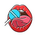 lollipop sexy mouth female color icon vector illustration