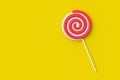 Lollipop on stick. Striped twisted candy