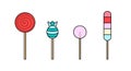 Lollipop vector icon. Flat colorful set of sweets logo with lines. Candies in thin style Royalty Free Stock Photo
