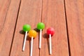 lollipop candy on wooden table Royalty Free Stock Photo