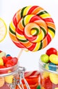 Lollipops, candy and chewing gum in the jar Royalty Free Stock Photo