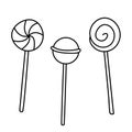 Lollipops candy set hand drawn doodle vector illustration black outline