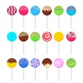 Lollipops collection. Candy on stick . flat vector illustration Royalty Free Stock Photo