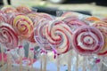 Colorful spiral lollipops for sale