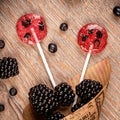 Lollipops made from natural fruits and berries. Healthy food and vegetarian food concepts Royalty Free Stock Photo