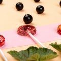 Lollipops made from natural fruits and berries. Healthy food and vegetarian food concepts Royalty Free Stock Photo