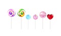Lollipops, sugar candies realistic vector illustrations set