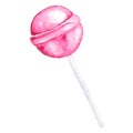 Lollipops bright colors on white background. Watercolor hand rawn illustration for menu design, cards, invitations.