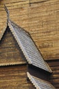 Lom medieval stave church detail. Viking symbol. Norway tourism