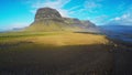 Lomagnupur Mountain, a precipitous promontory on the south coast of Iceland.Amazing Icelandic landscape with water mirror.