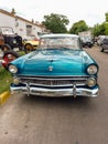 old Ford Customline V8 tudor sedan 1955-1956. Front view. Grille. CADEAA 2021 classic cars Copyspace Royalty Free Stock Photo