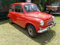 red Fiat 600 sedan two door rear engined unibody built in Argentina 1970s. CADEAA 2021 classic cars