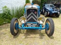 Sporty old Citroen C6 Six circa 1930 bucket racing. Front view. CADEAA 2021 classic cars. Copyspace.