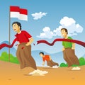 Lomba Balap Karung 17 agustus - translate Sack Race Competition on 17th August - Indonesian Independence Day Royalty Free Stock Photo