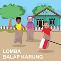 Lomba balap karung is one type of competition that is competed in the Indonesian Independence celebration event Royalty Free Stock Photo