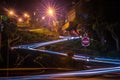 lombard street on russian hill at night in san francisco california Royalty Free Stock Photo