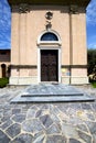 Lombardy in the jerago old church closed brick sidewal