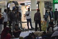 Lombok, Indonesia, March 11, 2022, mall visitors watching the participants who took part in the calligraphy competition