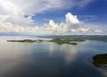 Lombok Indonesia, south Gili islands. Aerial drone view on sea and Gili Gede island