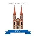 Lome Cathedral in Togo Flat historic web vector il