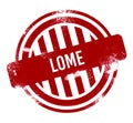 Lome - Red grunge button, stamp
