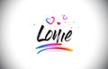 Lome Welcome To Word Text with Love Hearts and Creative Handwritten Font Design Vector