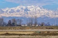 Lomellina countryside farms panorama. Color image Royalty Free Stock Photo