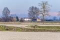 Lomellina countryside farms panorama. Color image Royalty Free Stock Photo