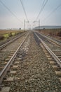 Lomellina countryside railways. Color image Royalty Free Stock Photo