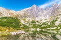 Lomnica Peak and Rocky Mountain-Lake in the High Tatras. Royalty Free Stock Photo