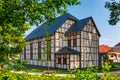 Lomnica, Poland - July 1, 2022: Beautiful architecture of the Lomnica Palace in Lower Silesia. Poland