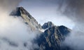 Lomnicky peak and Lomnicky ridge in clouds High Tatra Slovakia Royalty Free Stock Photo