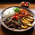 Lomo Saltado: Peruvian Stir-Fry Sirloin with Rice and Fries