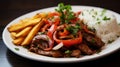 Lomo Saltado: Peruvian Stir-Fry Sirloin with Rice and Fries