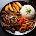 Lomo Saltado: Peruvian Stir-Fry Sirloin with Rice and Fries