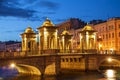 Lomonosov bridge on the Fontanka river on a white night. Saint Petersburg