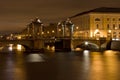 Lomonosov bridge in Saint Petersburg at night. The Fontanka river embankment Royalty Free Stock Photo