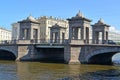 Lomonosovsky Bridge through Fontanka River in summer day. St. Petersburg