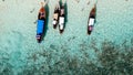 Lon Tail Wooden Boats in Thailand, aerial downward view