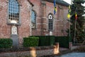 Londerzeel, Flemish Brabant Region, Belgium - Brick stone facade of an old catholic church