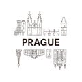 Prague skyline. Cute And Funny Doodle Style.