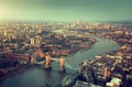 London aerial view with Tower Bridge Royalty Free Stock Photo