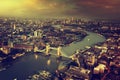 London aerial view with Tower Bridge in sunset time Royalty Free Stock Photo
