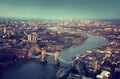 London aerial view with Tower Bridge in sunset time Royalty Free Stock Photo