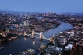 London aerial view with Tower Bridge, UK Royalty Free Stock Photo