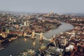 London aerial view with Tower Bridge, UK Royalty Free Stock Photo