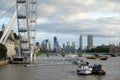 London afternoon. London eye, County Hall, Westminster Bridge, Big Ben and Houses of Parliament Royalty Free Stock Photo