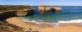 Panoramic view of the London Arch formerly London Bridge on a glorious morning, Port Campbell National Park, Victoria, Australia Royalty Free Stock Photo