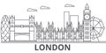 London architecture line skyline illustration. Linear vector cityscape with famous landmarks, city sights, design icons Royalty Free Stock Photo