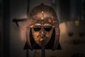 London - August 06, 2018: Ancient Anglo-Saxon helmet in the Brtitish Museum in London, England Royalty Free Stock Photo